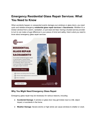Emergency Residential Glass Repair Services: What You Need to Know