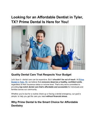 Looking for an Affordable Dentist in Tyler, TX