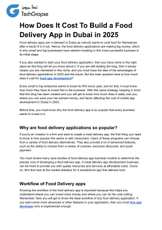 How Does It Cost To Build a Food Delivery App in Dubai in 2025