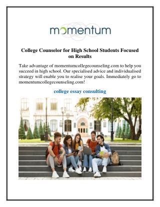 College Counselor for High School Students Focused on Results