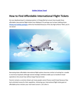 How to Find Affordable International Flight Tickets