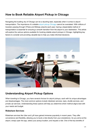 How to Book Reliable Airport Pickup in Chicago