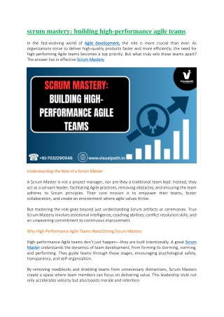 Best Scrum Master Training in Hyderabad - Visualpath