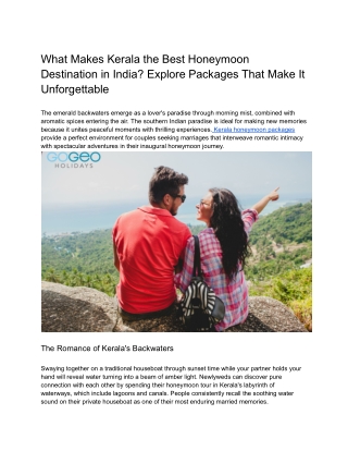 What Makes Kerala the Best Honeymoon Destination in India_ Explore Packages That Make It Unforgettable