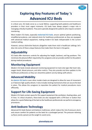 Exploring Key Features of Today‘s Advanced ICU Beds