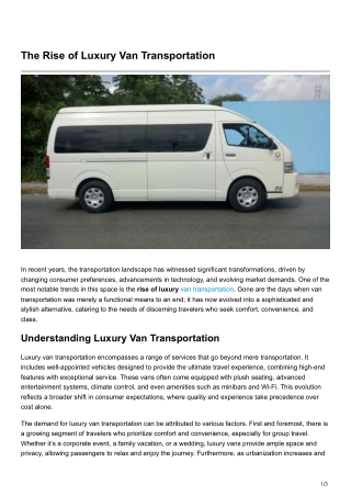 The Rise of Luxury Van Transportation