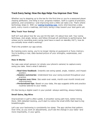 Track Every Swing How the App Helps You Improve Over Time