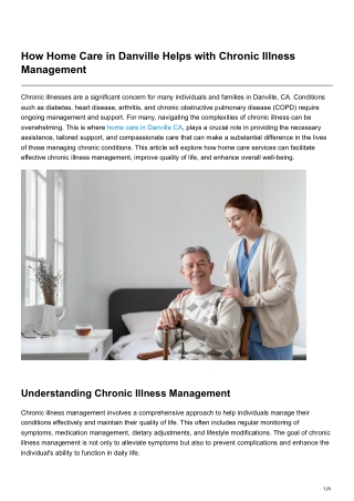 How Home Care in Danville Helps with Chronic Illness Management