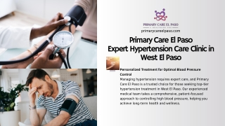 Primary Care El Paso – Expert Hypertension Care Clinic in West El Paso