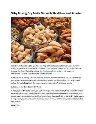 Why Buying Dry Fruits Online Is the Smartest and Healthiest Choice in 2025