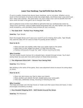 Lower Your Handicap Top Golf Drills from the Pros