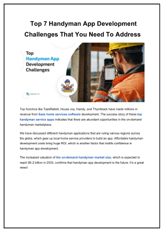 Top 7 Handyman App Development Challenges That You Need To Address