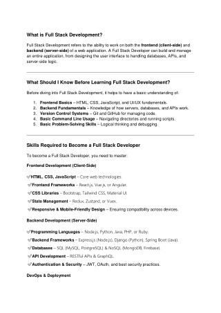 Full-Stack Development Training | Skyappz Academy – Master Web Development