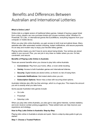 Benefits and Differences Between Australian and International Lotteries