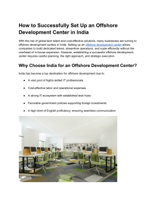 How to Successfully Set Up an Offshore Development Center in India