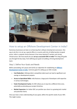How to setup an Offshore Development Center in India