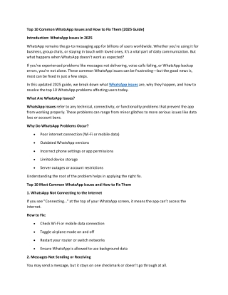 Top 10 Common WhatsApp Issues and How to Fix Them