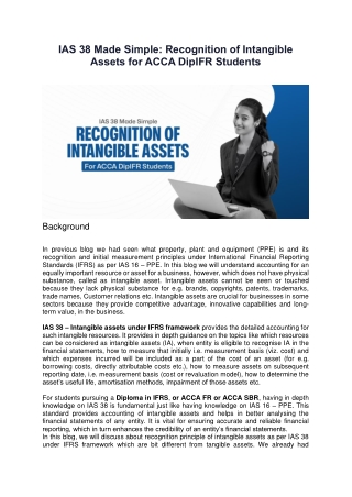 IAS 38 Made Simple: Recognition of Intangible Assets for ACCA DipIFR Students