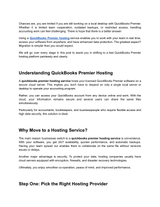 How to Migrate to a QuickBooks Premier Hosting Service Easily