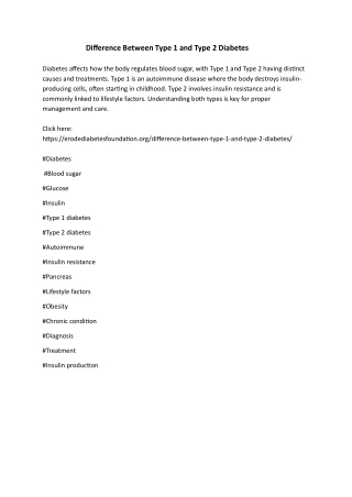 Difference Between Type 1 and Type 2 Diabetes
