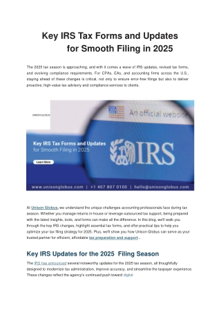 Key IRS Tax Forms and Updates for Smooth Filing in 2025