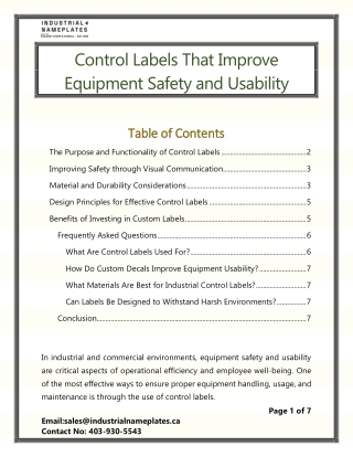 Control Labels That Improve Equipment Safety and Usability
