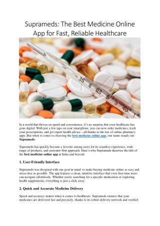 The Best Medicine Online App for Fast, Easy Healthcare