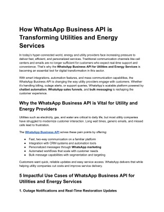 How WhatsApp Business API is Transforming Utilities and Energy Services