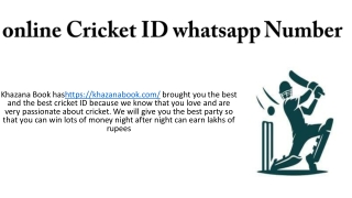 online Cricket ID whatsapp Number