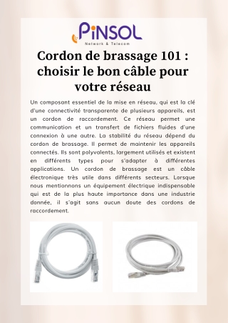 Cordon de brassage 101  choisir le bon câble pour votre réseau