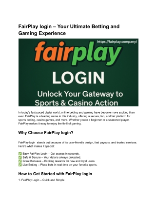 FairPlay – Your Ultimate Betting and Gaming Experience
