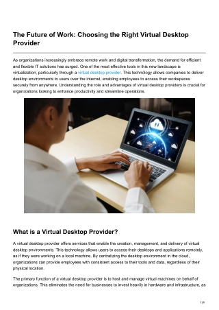 The Future of Work Choosing the Right Virtual Desktop Provider