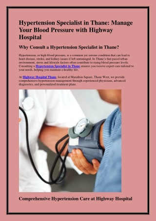 Hypertension Specialist in Thane