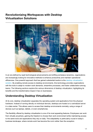 Revolutionizing Workspaces with Desktop VirtualizationSolutions