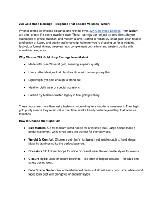 22k Gold Hoop Earrings – Elegance That Speaks Volumes _ Malani