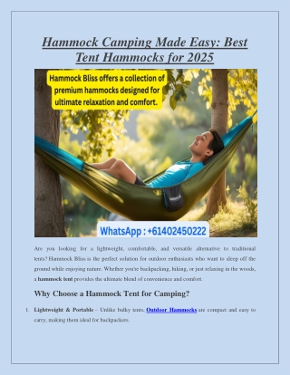 Hammock Camping Made Easy Best Tent Hammocks for 2025