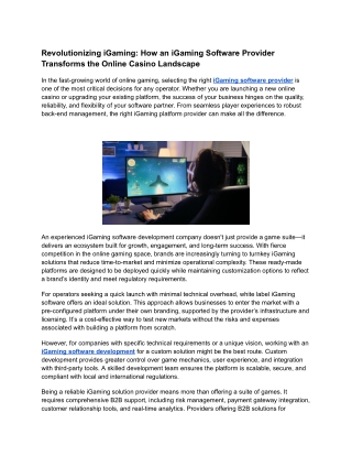 Revolutionizing iGaming_ How an iGaming Software Provider Transforms the Online Casino Landscape