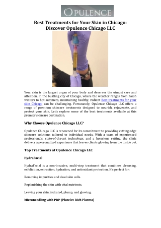 Best Treatments for Your Skin in Chicago Discover Opulence Chicago LLC