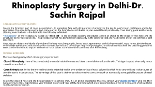 Rhinoplasty Surgery in Delhi-Dr. Sachin Rajpal