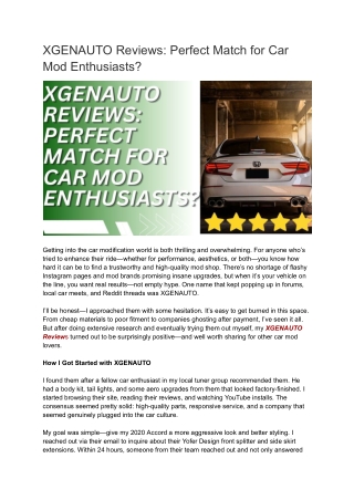 XGENAUTO | The Perfect Match for Car Mod Fans