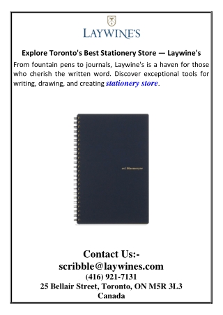 Explore Toronto's Best Stationery Store — Laywine's