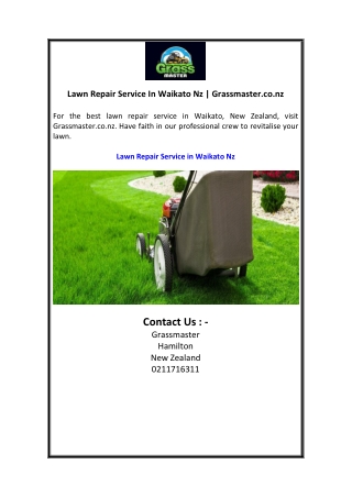 Lawn Repair Service In Waikato Nz Grassmaster.co.nz