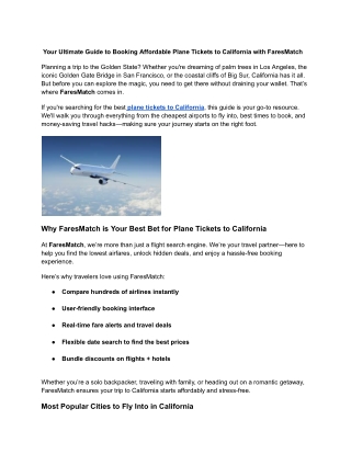 Plane Tickets to California