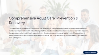 Comprehensive Adult Care: Prevention & Recovery