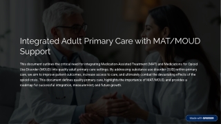 Quality Adult Primary Care with MAT/MOUD Support