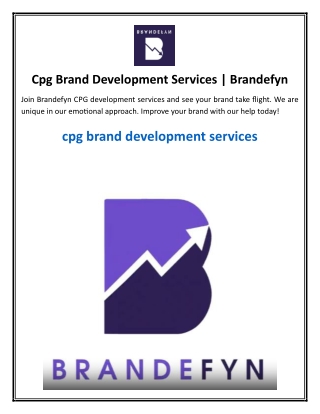 Cpg Brand Development Services