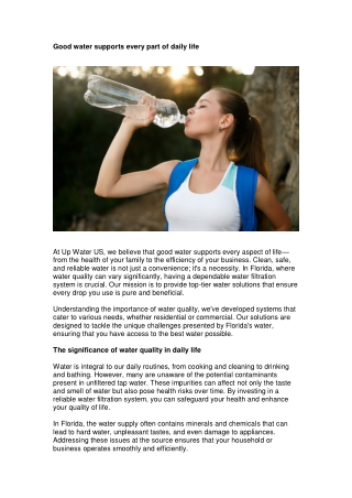 Good water supports every part of daily life