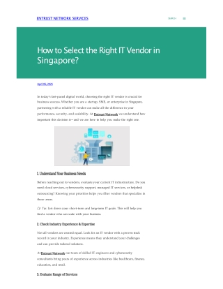 How to Select the Right IT Vendor in Singapore