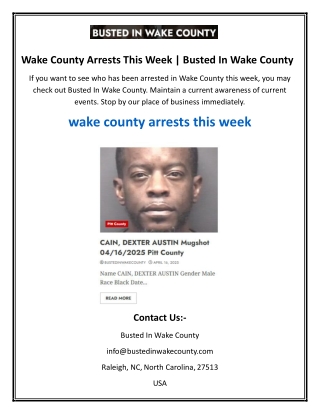 Wake County Arrests This Week