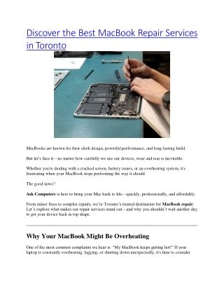 Discover the Best MacBook Repair Services in Toronto